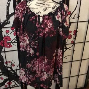 Sami & Jo Plus womens top size 2X blue with pink flowers